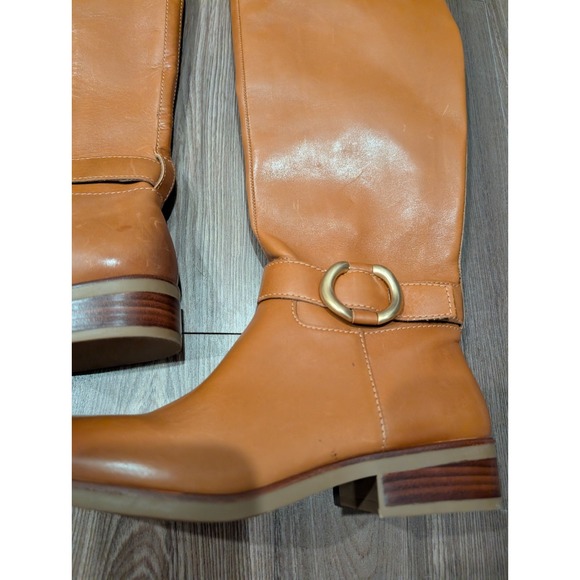 Vince Camuto Women Shoes 6.5M Samtry Buckled Riding Golden Burnished Leather - Picture 11 of 16